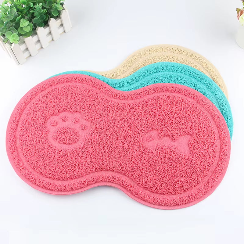 Cat and Dog Pet Mat Cute Cat Litter Pad Foot Mat Non-Slip Dish Bowl Food Feed Mat Pad Placement Pet Accessories
