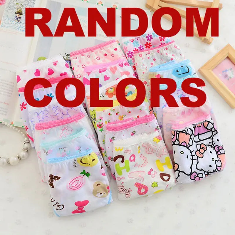 Wholesale(10Pcs/Lot) Cartoon Design Underwear for Children Kid, 100% Cotton Girls Shorts Underpants Knickers, 2 4 6 8 10 Years