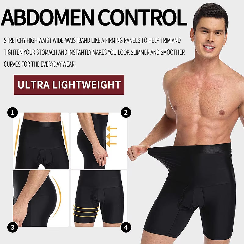 Men Tummy Control Shorts High Waist Slimming Underwear Body Shaper Seamless Belly Girdle Boxer Briefs Abdomen Control Panties