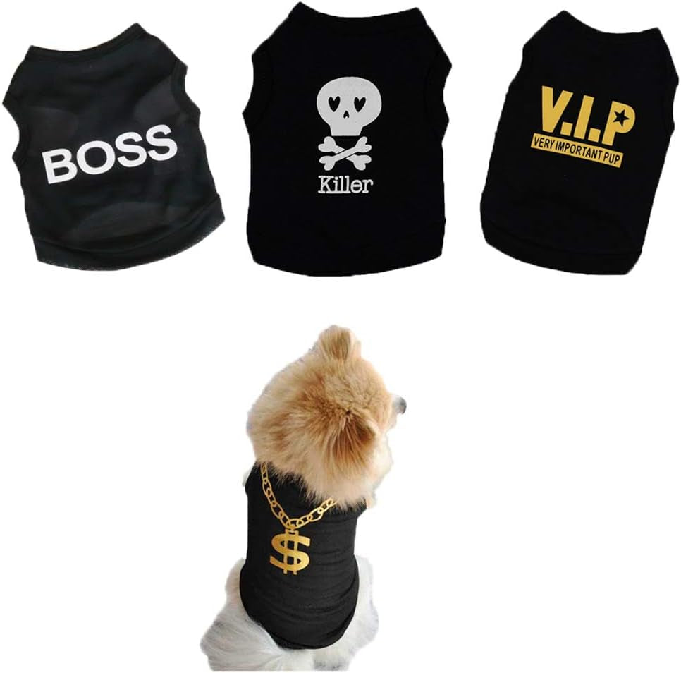 Dog Shirt 4Pcs Pet Cute Printed Sweatshirts Puppy Top Breathable Soft Clothing Cat Dogs Shirts