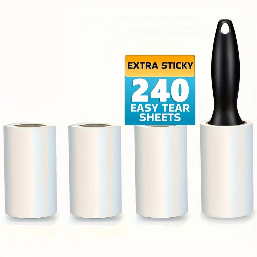 Ultra-Sticky Lint Roller with 2 Handles and 6 Refill Rolls (360 Sheets), Pet Hair and Lint Remover for Clothes, Furniture, Bedding, Car Seats, Gentle on Fabrics, Portable