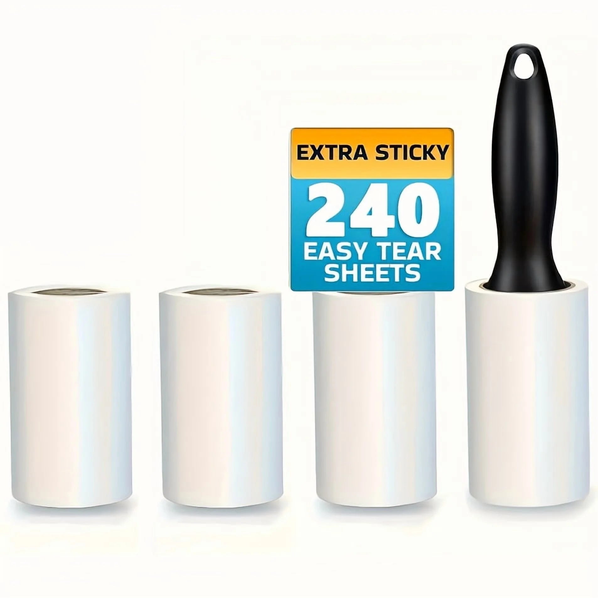 Ultra-Sticky Lint Roller with 2 Handles and 6 Refill Rolls (360 Sheets), Pet Hair and Lint Remover for Clothes, Furniture, Bedding, Car Seats, Gentle on Fabrics, Portable