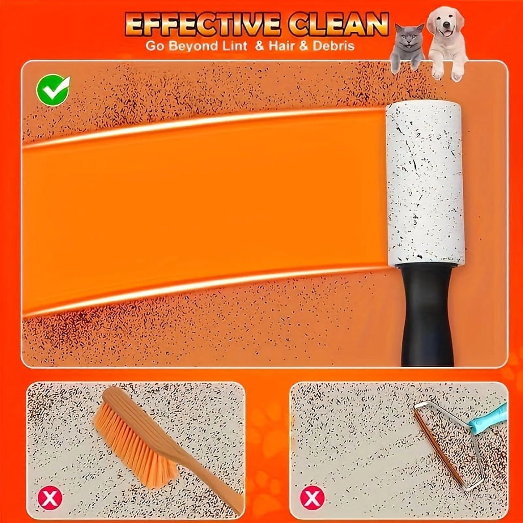 Ultra-Sticky Lint Roller with 2 Handles and 6 Refill Rolls (360 Sheets), Pet Hair and Lint Remover for Clothes, Furniture, Bedding, Car Seats, Gentle on Fabrics, Portable