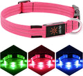 Led Dog Collar, Rechargeable Light up Collar, Waterproof Flashing Light Basic Dog Collars, Super Bright Night Safety (Pink, S)