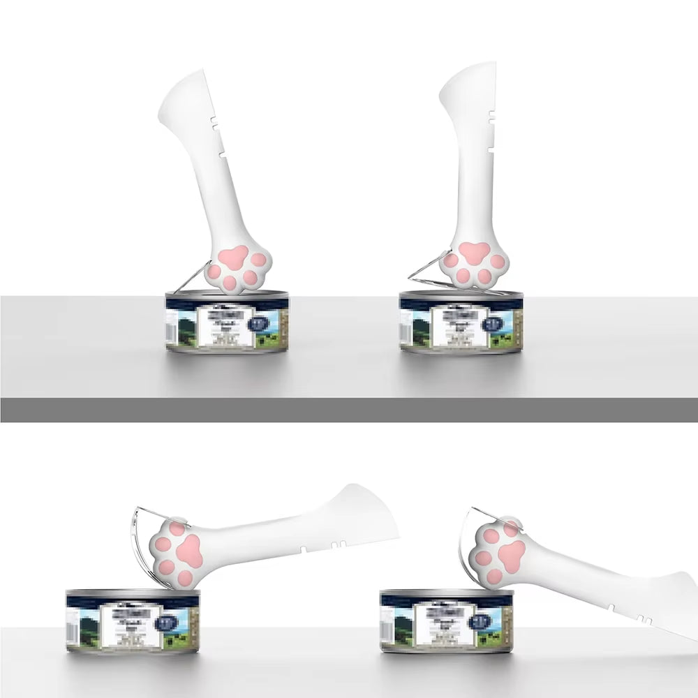 Pet Canned Opener Multifunction Silicone Bionic Cat Paw Shaped Can Opener Wet Food Mixing Spoon Pets Tableware Pet Accessories