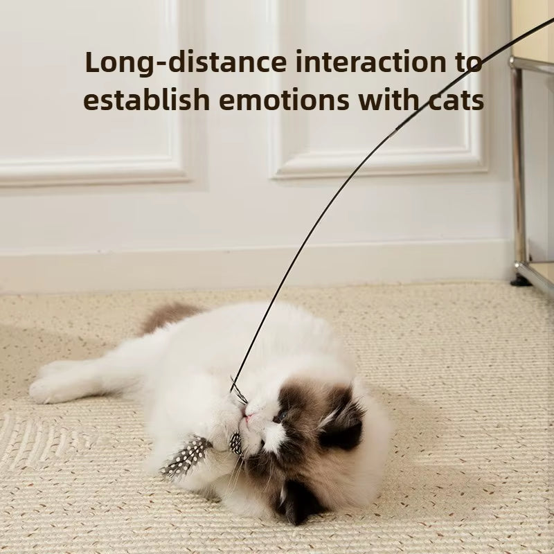 Long Cat Toys 1.8M Scratch Resistant Pet Accessories Telescopic Fishing Rod with Feather for Active Cats Cat Accessories