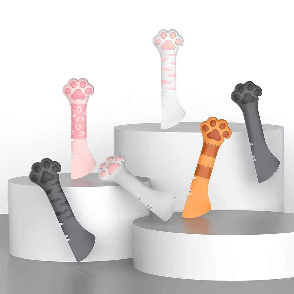 Pet Canned Opener Multifunction Silicone Bionic Cat Paw Shaped Can Opener Wet Food Mixing Spoon Pets Tableware Pet Accessories