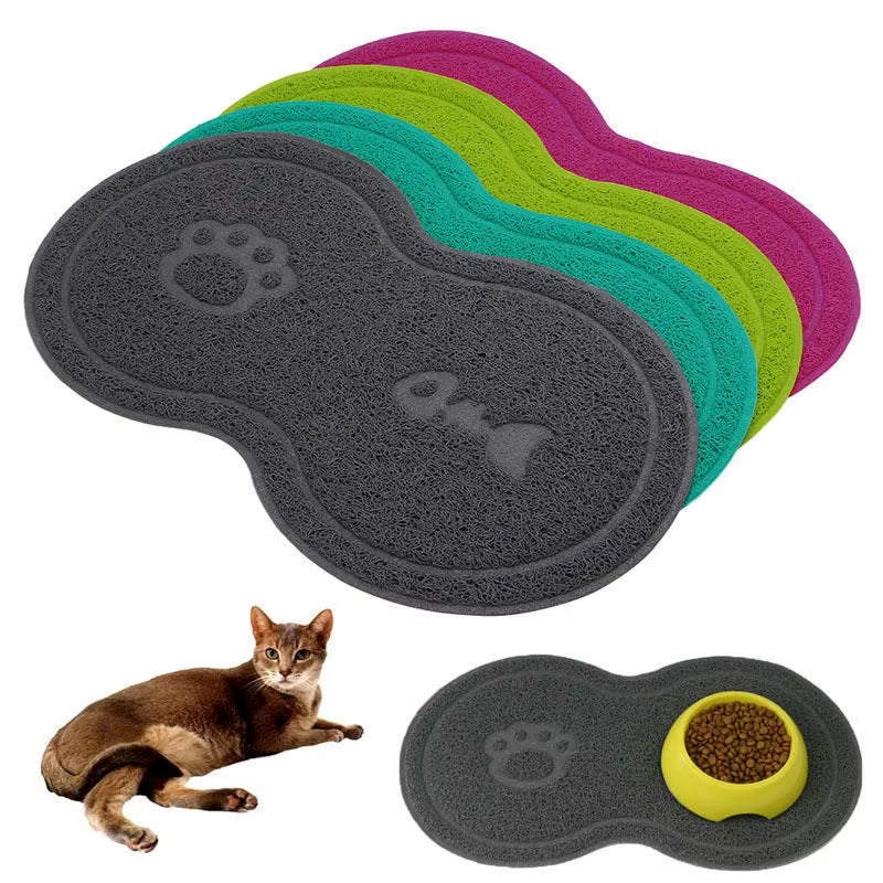 Cat and Dog Pet Mat Cute Cat Litter Pad Foot Mat Non-Slip Dish Bowl Food Feed Mat Pad Placement Pet Accessories