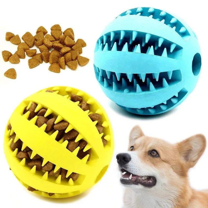 Rubber Pet Dog Toys Dog Chew Toys Tooth Cleaning Treat Ball Extra-Tough Interactive Elasticity Ball for Pet Accessories