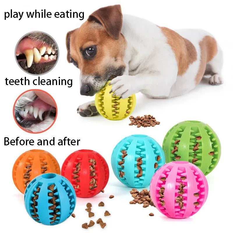 Rubber Pet Dog Toys Dog Chew Toys Tooth Cleaning Treat Ball Extra-Tough Interactive Elasticity Ball for Pet Accessories