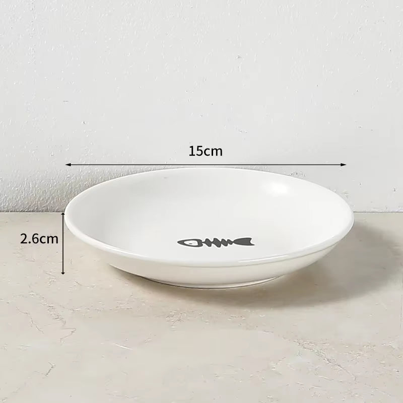 Ceramic Pet Bowl Cat Food Feeding Double Dish Stainless Steel Raised Stand Kitten Dog Water Feeder Durable Pet Accessories