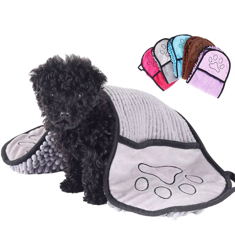 Soft Dog Bath Robe Towel Quick Super Absorbent Pet Bath Towel Cat Bath Towel Convenient Pet Cleaning Washcloth Pet Accessories