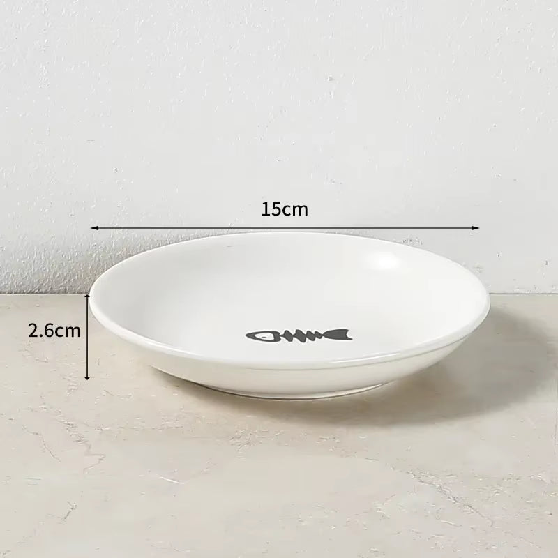 Ceramic Pet Bowl Cat Food Feeding Double Dish Stainless Steel Raised Stand Kitten Dog Water Feeder Durable Pet Accessories