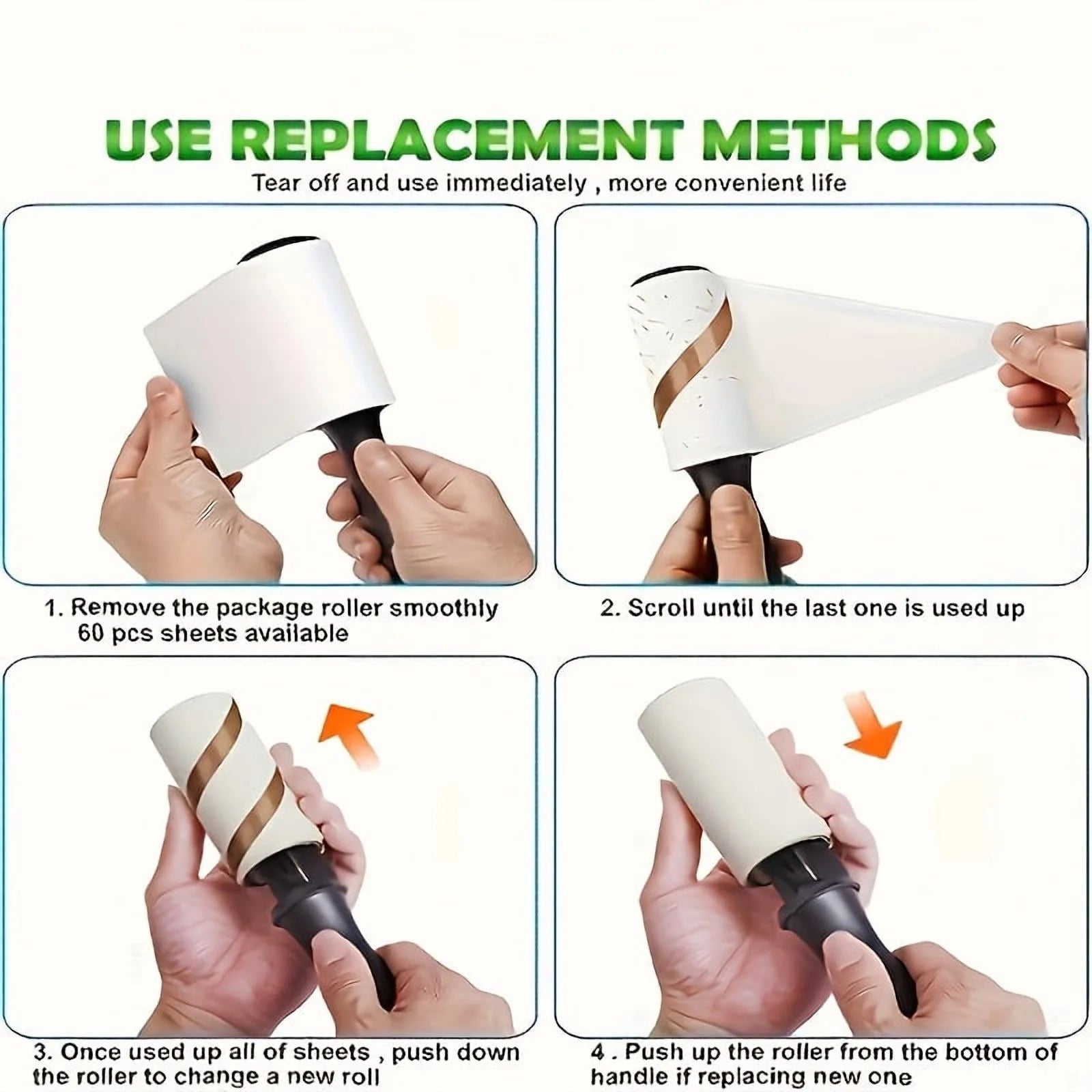 Ultra-Sticky Lint Roller with 2 Handles and 6 Refill Rolls (360 Sheets), Pet Hair and Lint Remover for Clothes, Furniture, Bedding, Car Seats, Gentle on Fabrics, Portable