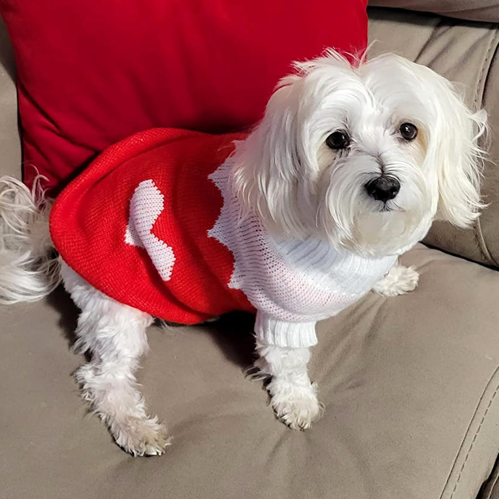 Pet Dog Sweaters Classic Knitwear Turtleneck Winter Warm Puppy Clothing Cute Strawberry and Heart Doggie Sweater (Red2, Medium)