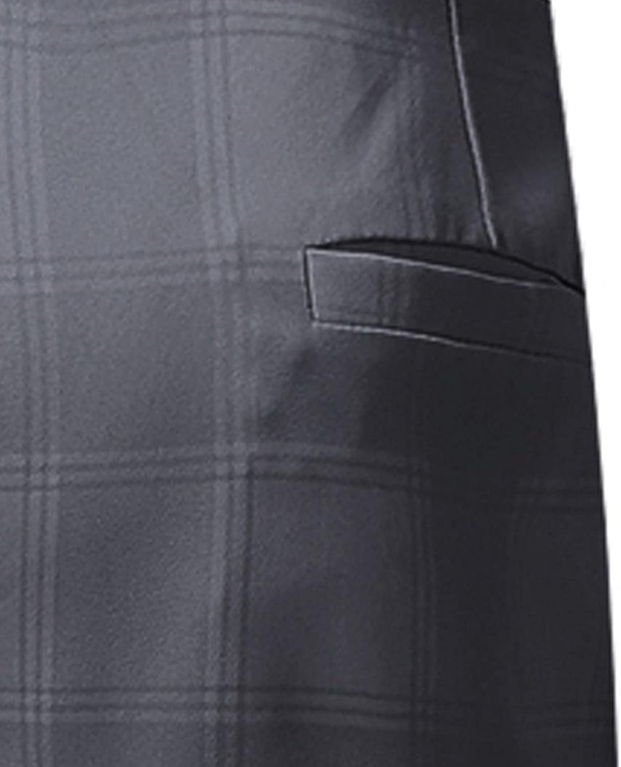 Men'S Elastic Pants Casual Plaid Work Bussiness Office Regular Fit Straight Trouser with Pockets Gray