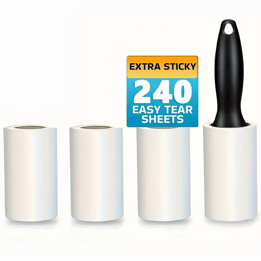 Ultra-Sticky Lint Roller with 2 Handles and 6 Refill Rolls (360 Sheets), Pet Hair and Lint Remover for Clothes, Furniture, Bedding, Car Seats, Gentle on Fabrics, Portable