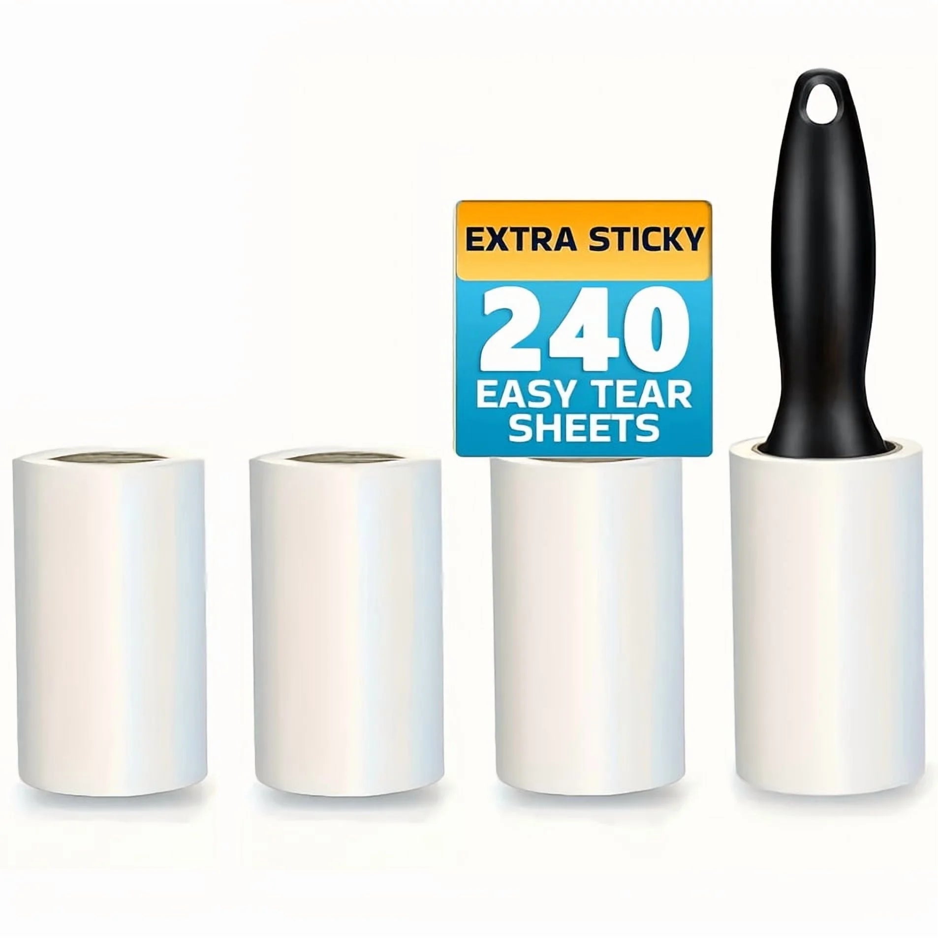 Ultra-Sticky Lint Roller with 2 Handles and 6 Refill Rolls (360 Sheets), Pet Hair and Lint Remover for Clothes, Furniture, Bedding, Car Seats, Gentle on Fabrics, Portable