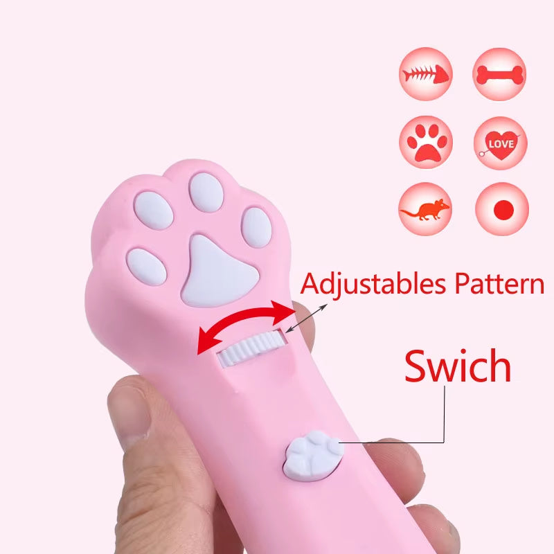 Laser Cat Teasing Stick 5 Modes + Red Dot LED Light Pointer Indoor Interactive Projection Toys Dog Kitten Pet Accessories