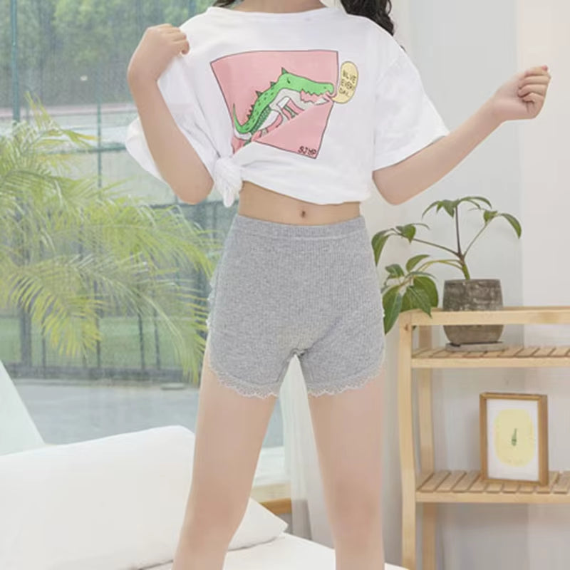 Kids Girls Underwear Cotton Solid Color Lace Underwear for Baby Summer Dress Underwear Pants Children'S Safety Underwear Shorts